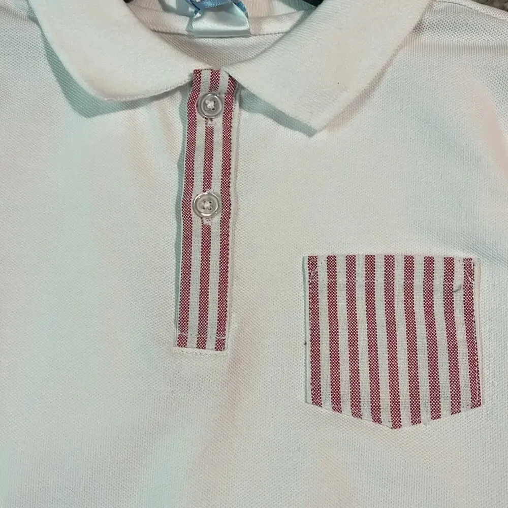 Edgehill Collection x The Broke Brooke Beau Pique Knit Polo White Short Set 4T
